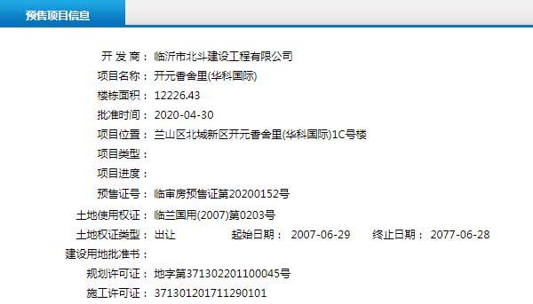 4月下旬臨沂共31項目獲預售證 共批準78棟樓