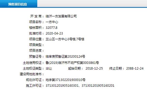 4月下旬臨沂共31項目獲預售證 共批準78棟樓