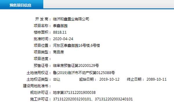 4月下旬臨沂共31項目獲預售證 共批準78棟樓