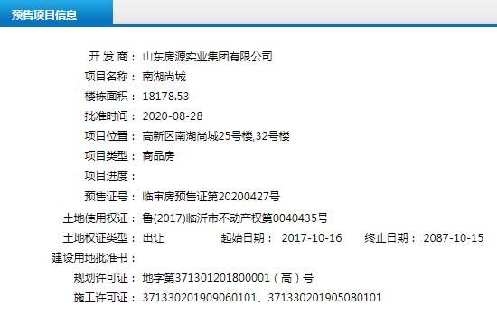 8月下旬臨沂共20項目獲預售證 共批準48棟樓