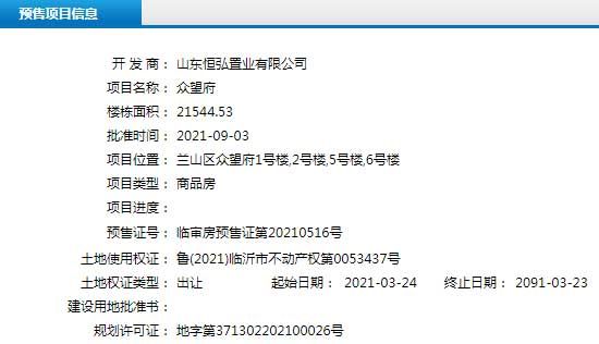 9月上旬臨沂共14項目獲預售證，共批準50棟樓