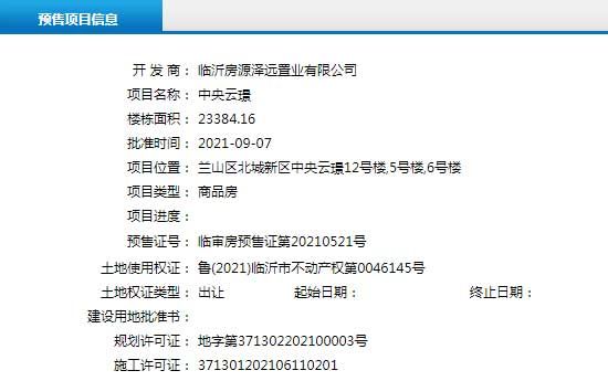 9月上旬臨沂共14項目獲預售證，共批準50棟樓