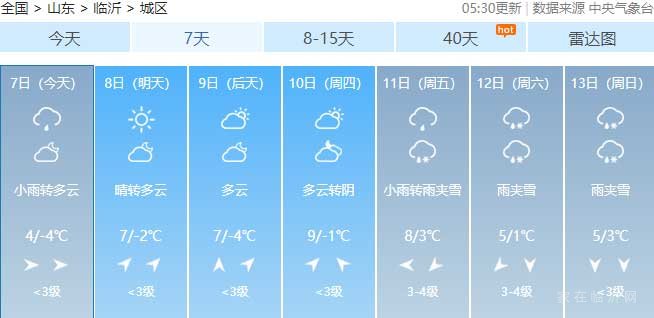 有雨夾雪！臨沂本周天氣預(yù)報來了！